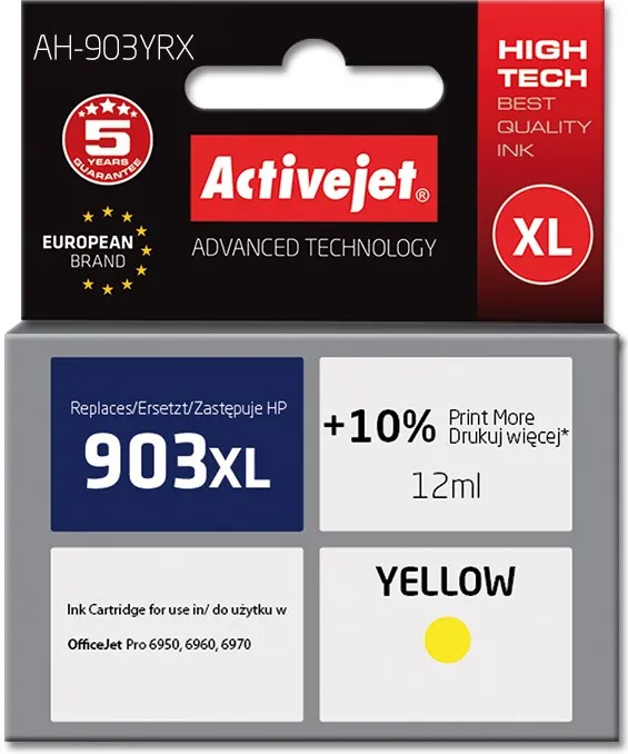 Cartus cerneala ACTIVEJET AH-903YRX compatibil HP 903XL T6M11AE galben 12 ml