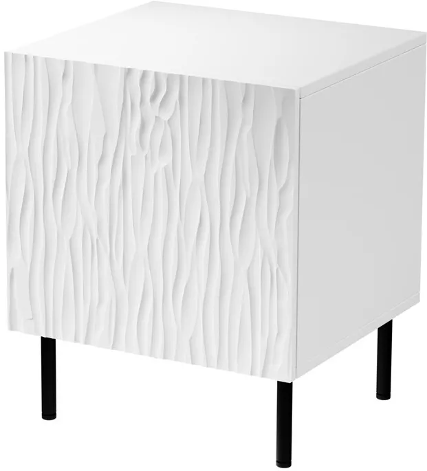 Bedside table 2 pcs. JUNGLE 53.5x40.5x44 white matt + black legs