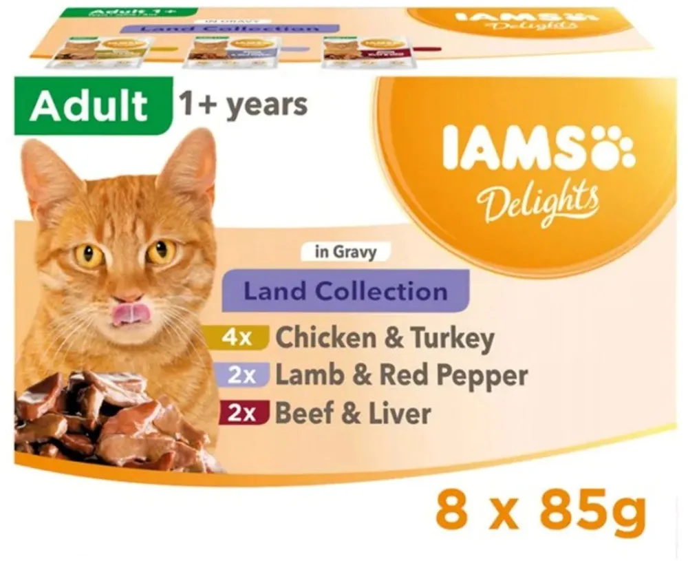 IAMS DELIGHTS Land Collection in Gravy box – wet cat food – 8x85g
