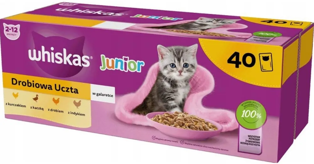 WHISKAS Junior Poultry in jelly - wet cat food - 40 x 85g