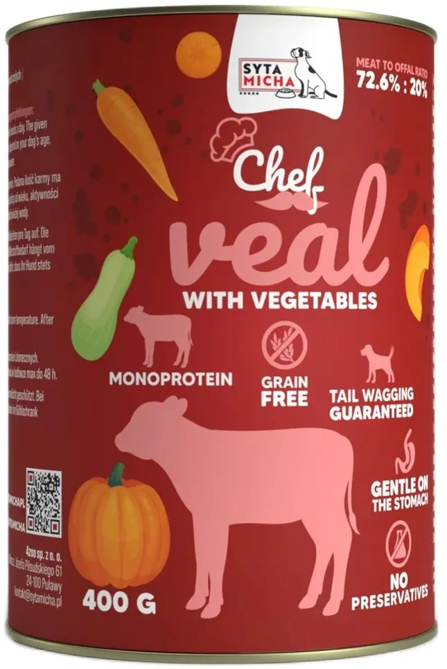 SYTA MICHA Chef Veal with vegetables - wet dog food - 400g