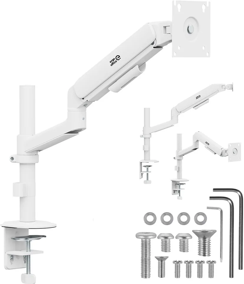 Suport monitor ergo office ER-691 W cu arc pe gaz 17-32 inch 1-10 kg alb mat