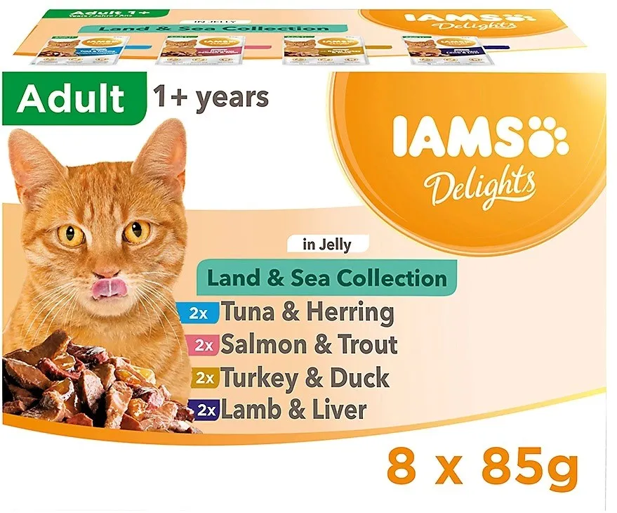 IAMS DELIGHTS Land & Sea Collection in Jelly box – wet cat food – 8x85g