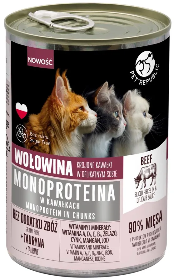 PET REPUBLIC Monoprotein Beef in sauce - wet cat food - 400g