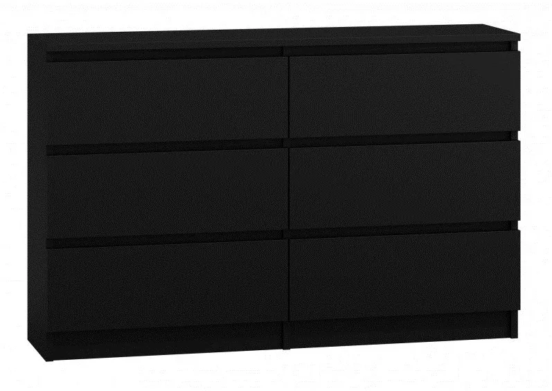 Comoda TOP E SHOP M6 120 cu 6 sertare negru mat 120 x 75 x 30 cm