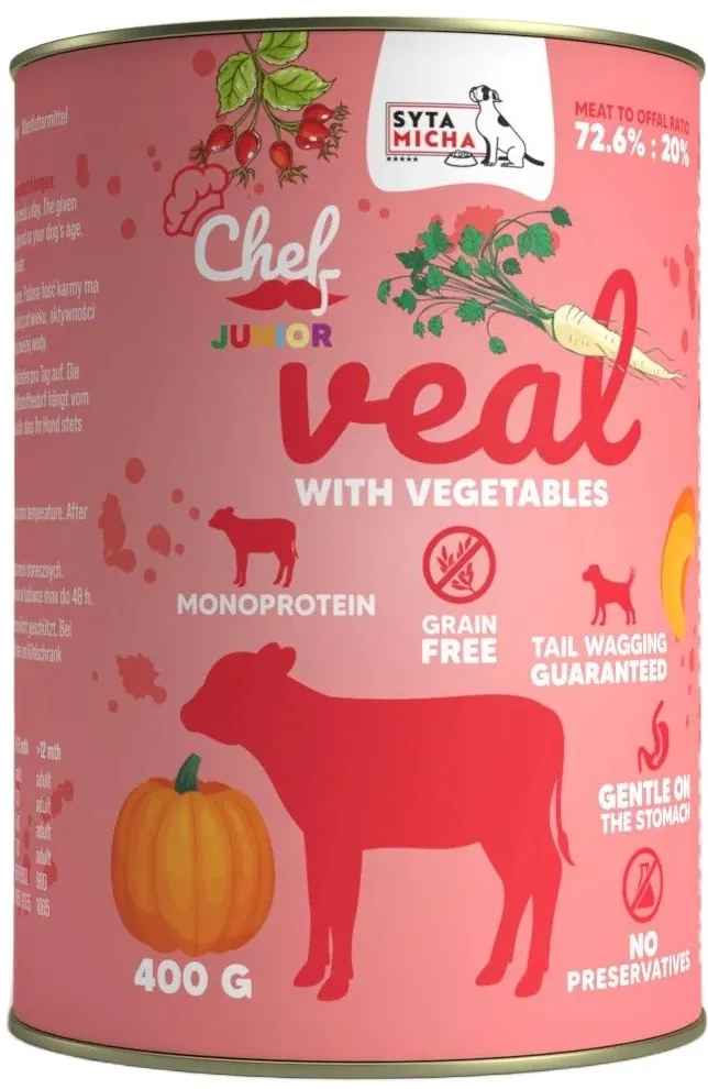 SYTA MICHA Chef Veal with vegetables Junior - wet dog food - 400g