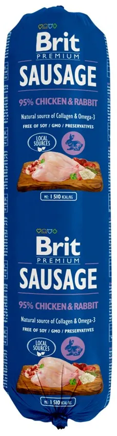 BRIT Premium Sausage Chicken and rabbit - wet dog food - 800g