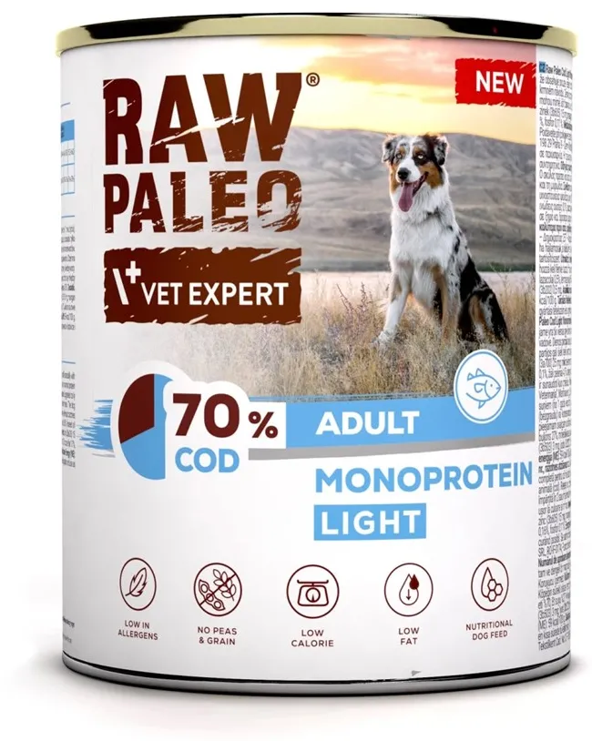 VETEXPERT Raw Paleo Cod Light Monoprotein - wet dog food - 800g