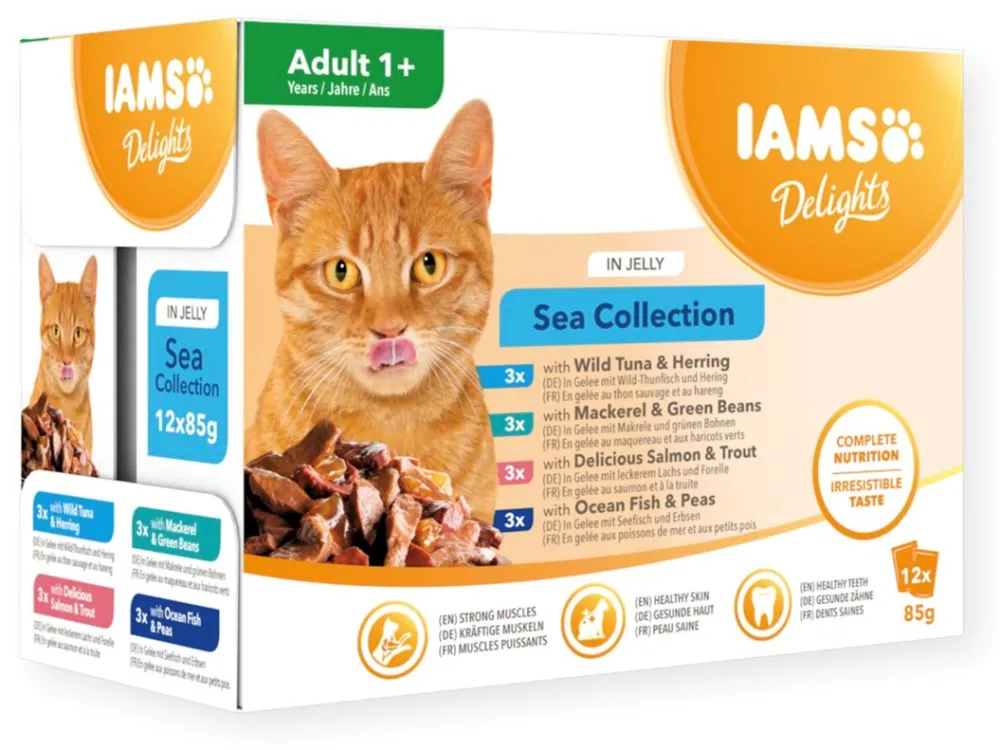 IAMS DELIGHTS Adult Sea in Jelly box – wet cat food – 12x85g