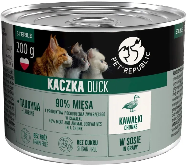 PETREPUBLIC Adult Sterile Chunks with duck in sauce box – wet cat food – 10x200g