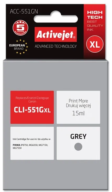 Cartus cerneala ACTIVEJET ACC-551GN compatibil Canon CLI-551G gri 15 ml