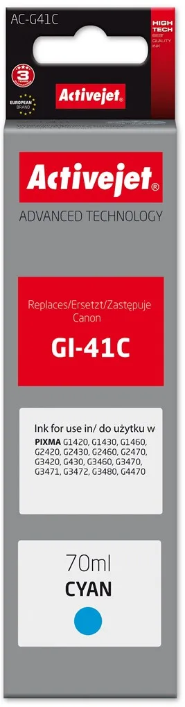Flacon cerneala ACTIVEJET AC-G41C compatibil Canon GI-41C 4543C001 70 ml cyan