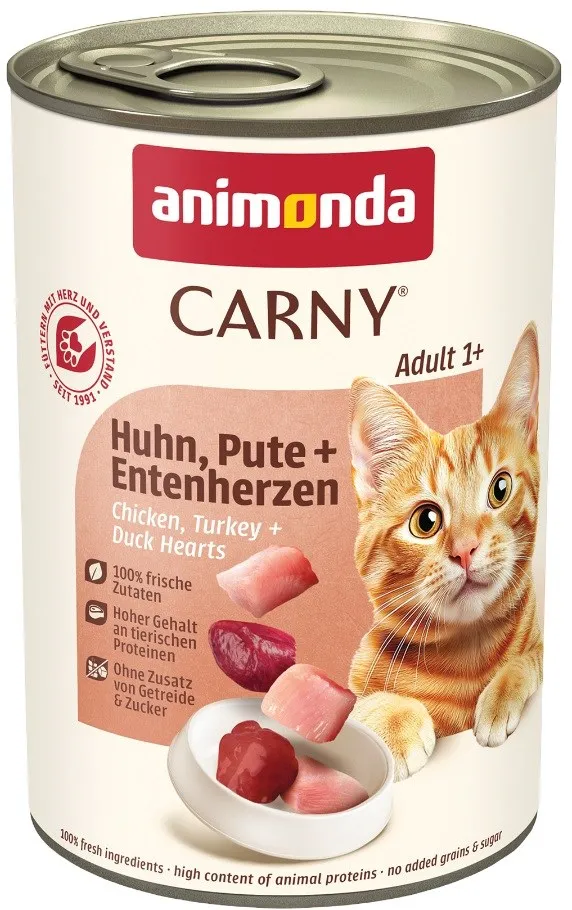 ANIMONDA Carny Adult Chicken, turkey, duck hearts - wet cat food - 400g