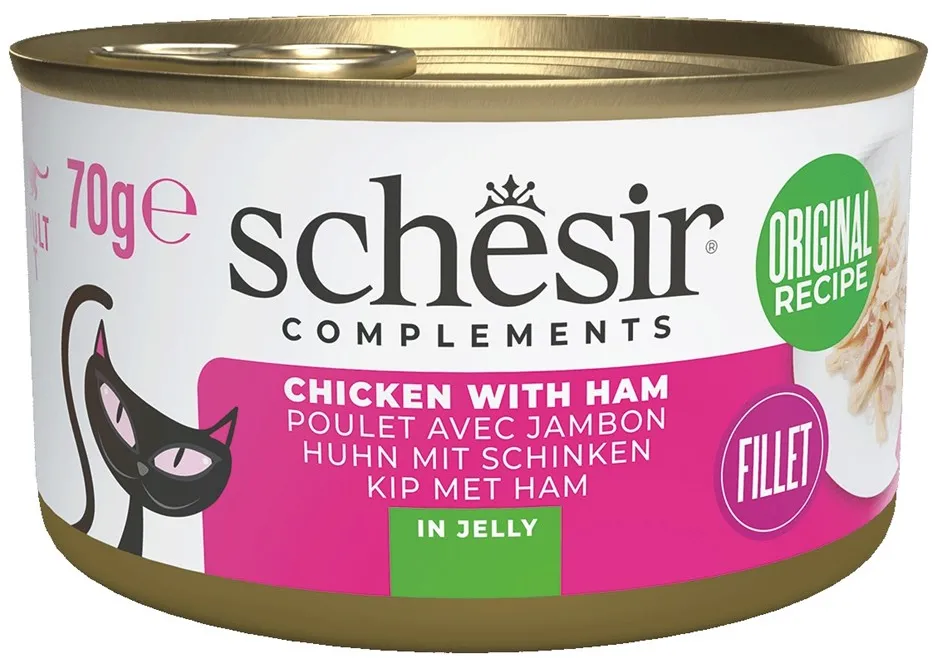 SCHESIR Chicken with ham in jelly - wet cat food - 70g