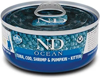 FARMINA N&D Ocean Kitten Tuna, Cod, Shrimp & Pumpkin – wet food for kittens – 70g