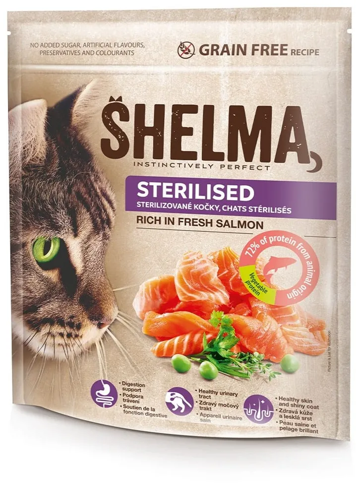 SHELMA Sterilised Rich in salmon - dry cat food - 750g
