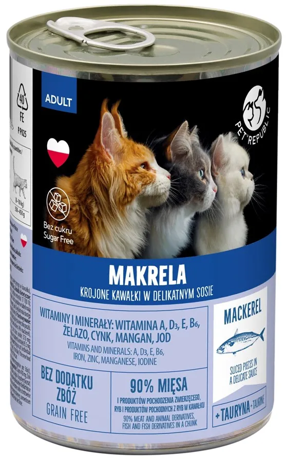 PETREPUBLIC Mackerel Pieces in a delicate sauce - wet cat food - 400g