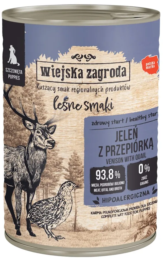 WIEJSKA ZAGRODA Forest Flavors Puppy Deer with quail - wet dog food - 400g