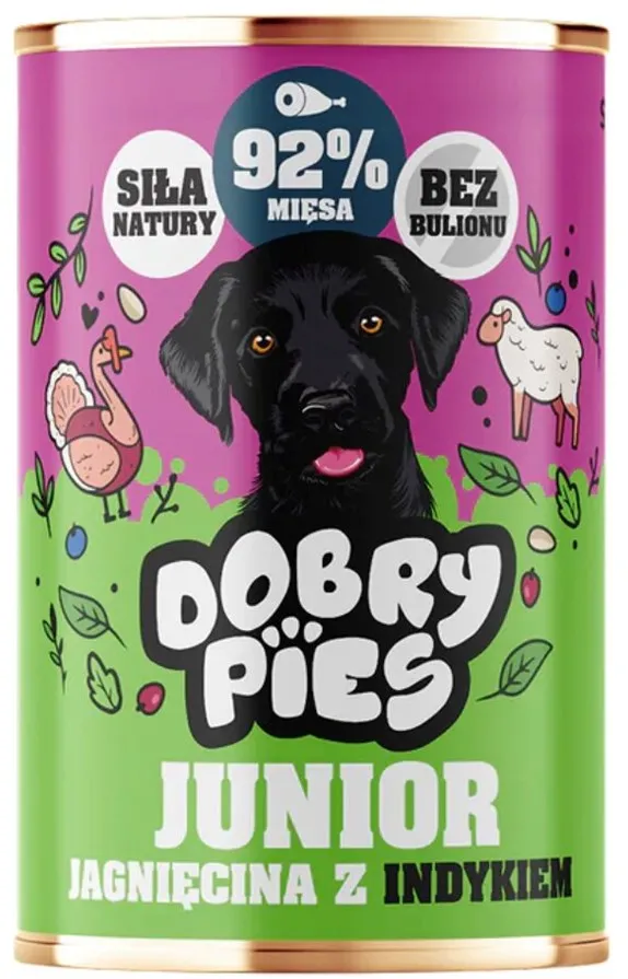 DOBRY PIES Junior Lamb with Turkey – wet dog food – 400g