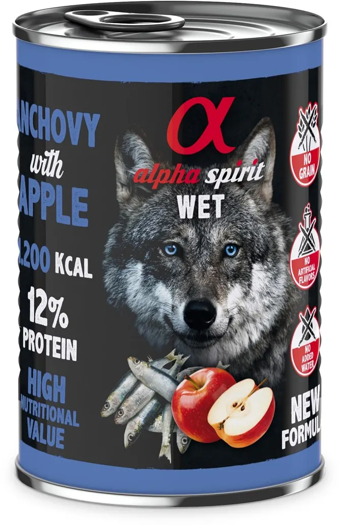 ALPHA SPIRIT WET Anchovies with apple - wet dog food - 400g