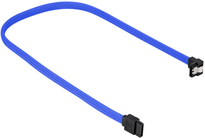 Cablu SATA III Sharkoon cotit 30 cm albastru