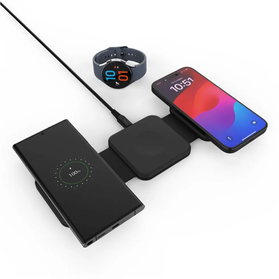 Incarcator wireless FIXED Flex pentru Samsung telefon si smartwatch 15 W negru