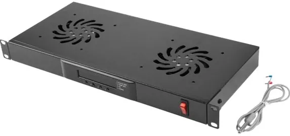 Panou ventilatie LANBERG AK-1502-B 19'' 1U cu termostat LCD 2 ventilatoare 230 V negru