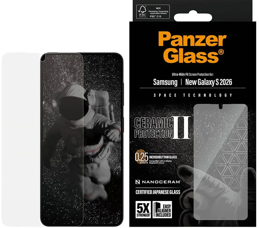 Folie protectie ecran ceramica PanzerGlass Ceramic Ultra-Wide Fit cu EasyAligner Samsung Galaxy S26