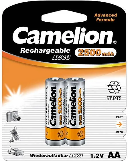 Camelion Rechargeable Batteries Ni-MH AA (R06), 2500 mAh, 2-pack + case