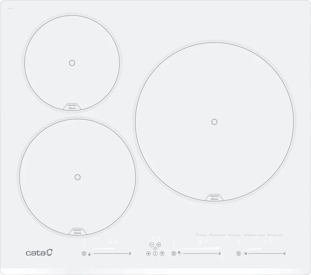 Cata INSB 6003 E2 WH Hob, Induction, Width 59cm, 3 cooking zones, Touch control, White