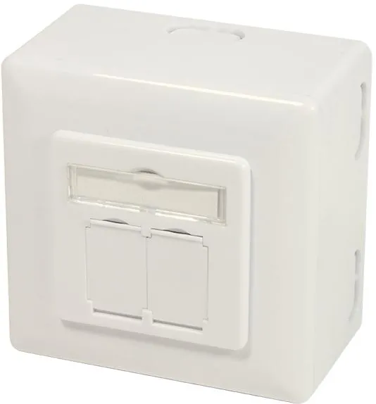 Priza de perete retea Logilink NP0124 Cat.6A STP dubla alba