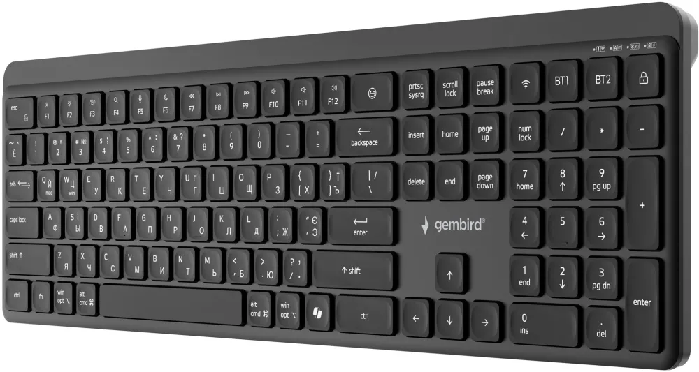 Tastatura slim wireless Gembird KB-WPS-03-CYRL dual-mode 2.4G + Bluetooth layout chirilic