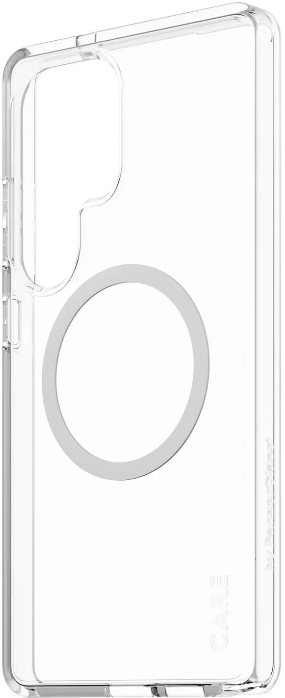 Husa protectie CARE by PanzerGlass Flagship Urban Combat transparenta cu alb Qi Samsung Galaxy S25