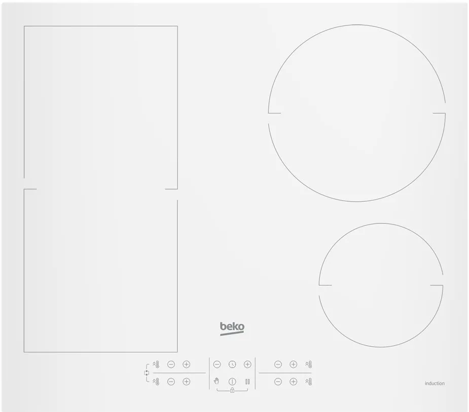 Beko HII64200FMTW Hob, Induction, Width 58cm, 4 cooking zones, Touch control, White