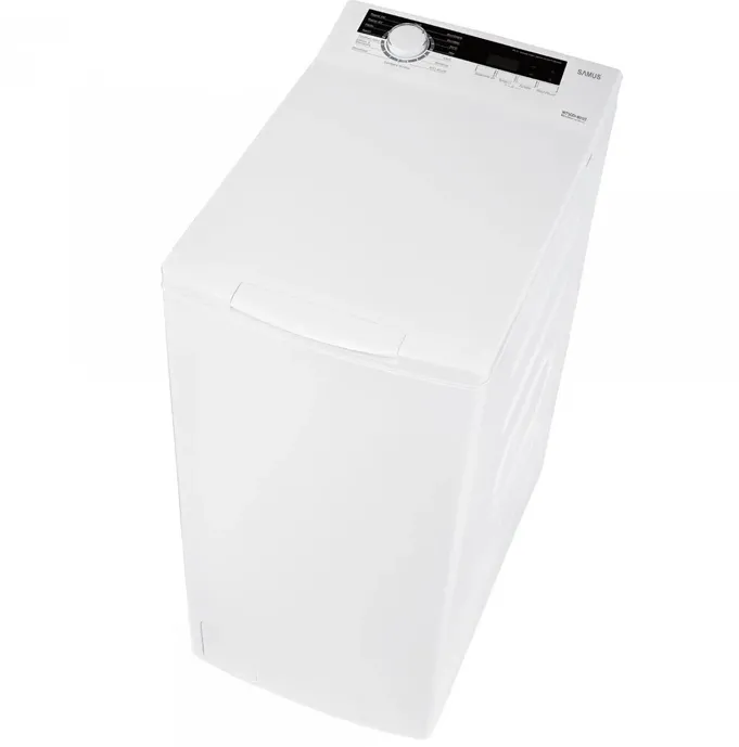 Masina de spalat rufe verticala Samus WTSGDI-80133, 8 kg, 1300 rpm, clasa A, latime 40 cm, motor inverter, curatare tambur, afisaj electronic, blocare acces copii, alb