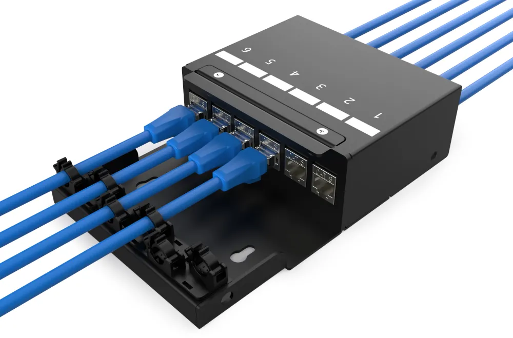 Cutie punct de consolidare Digitus DN-93708-6 pentru 6 module Keystone negru
