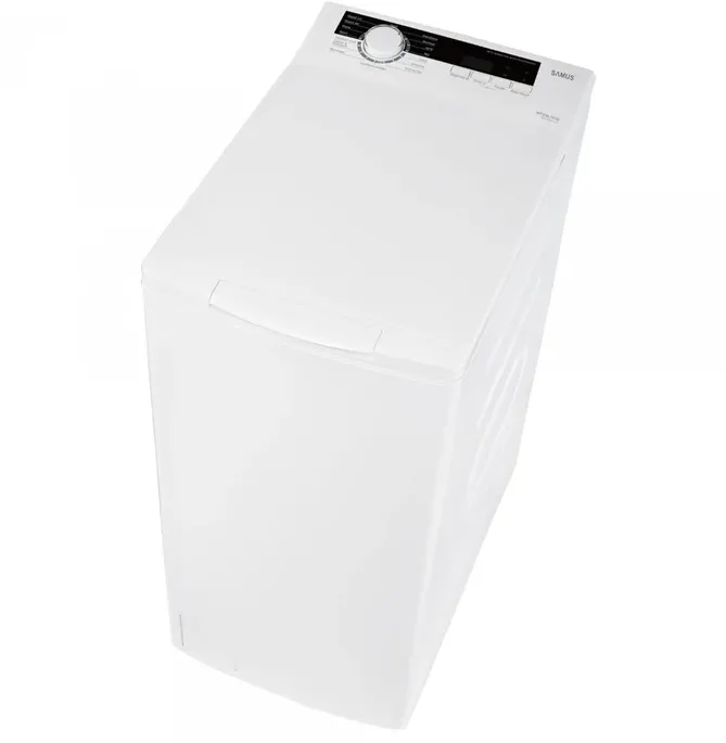 Masina de spalat rufe verticala, Samus WTSGD-70123, 7 kg, 1200 rpm, clasa C, latime 40 cm, auto-echilibrare tambur, curatare tambur, blocare acces copii, alb