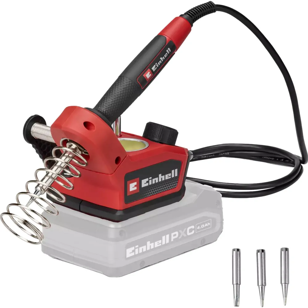 Ciocan de lipit pe acumulator Einhell TE-SI 18/480 Li E - Solo Power X-Change, 18 V, 200–480 °C, pentru lipire, ecran LCD, inclusiv 2 varfuri ascutite, 1 varf plat si cositor