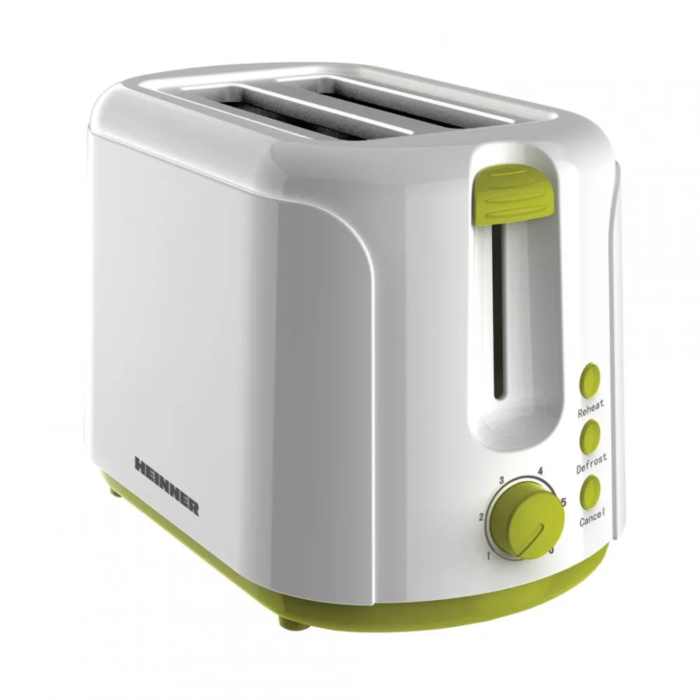 Prajitor de Paine Heinner Charm, 750W, 6 setari, Alb/Verde