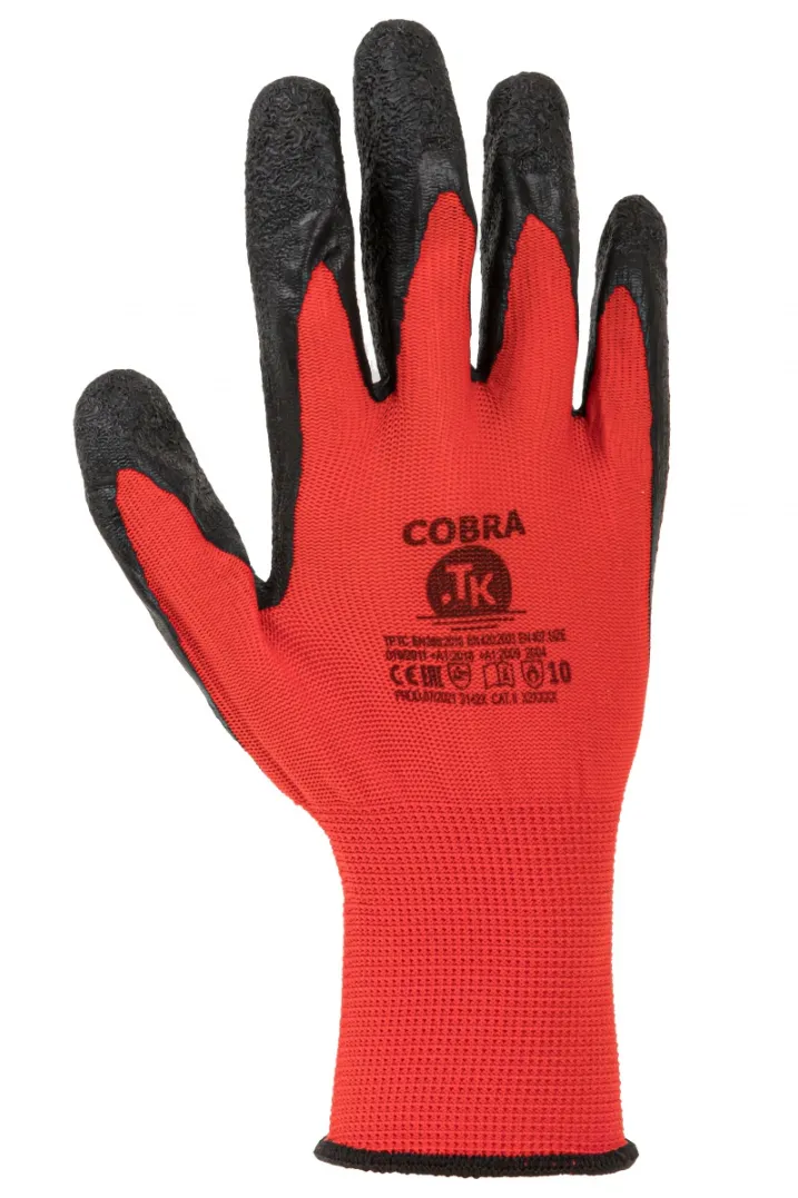 Manusi protectie, din poliester/latex, EN 388 (3142X), EN 420+A1,EN 407, TK- Cobra - marimea 8