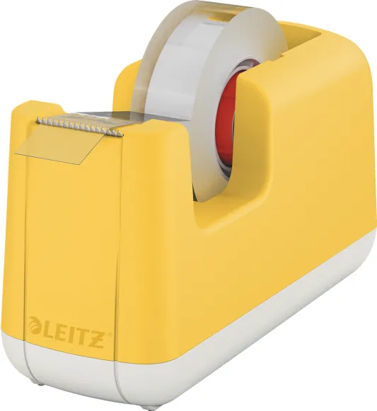 Dispenser pentru banda adeziva LEITZ Cosy, PS, banda inclusa, galben chihlimbar