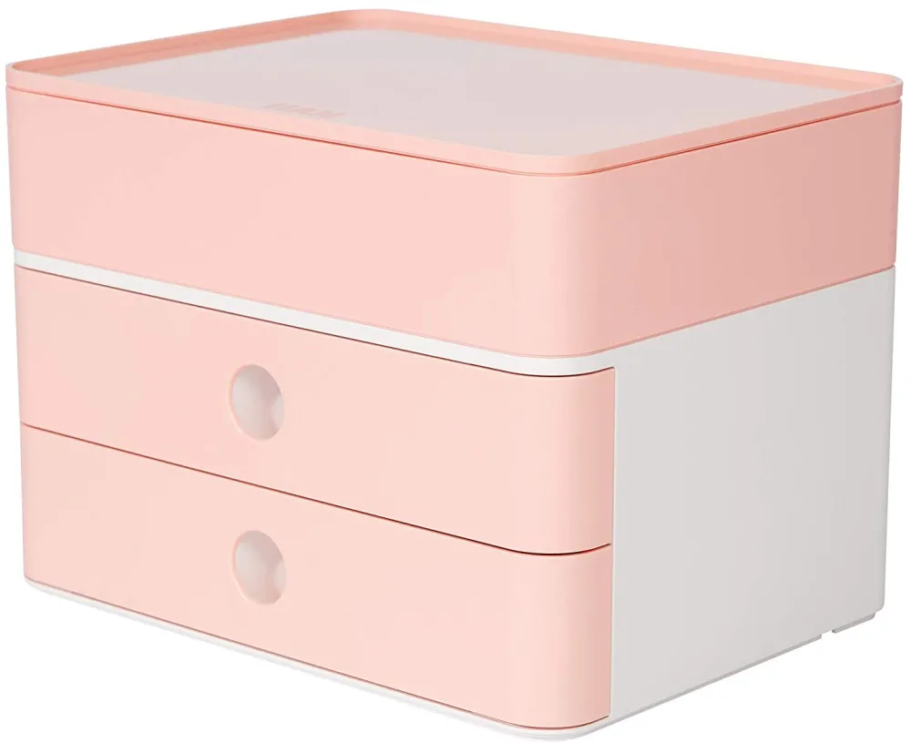 Suport cu 2 sertare + cutie ustensile HAN Allison Smart Box Plus - roz flamingo