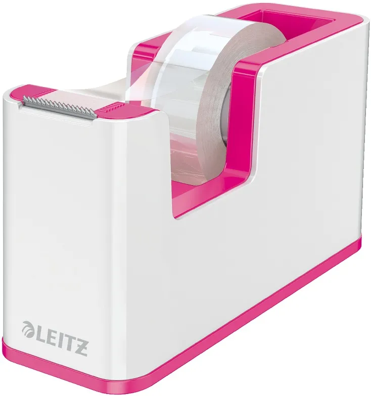 Dispenser banda adeziva LEITZ WOW, PS, banda inclusa, culori duale, alb-roz