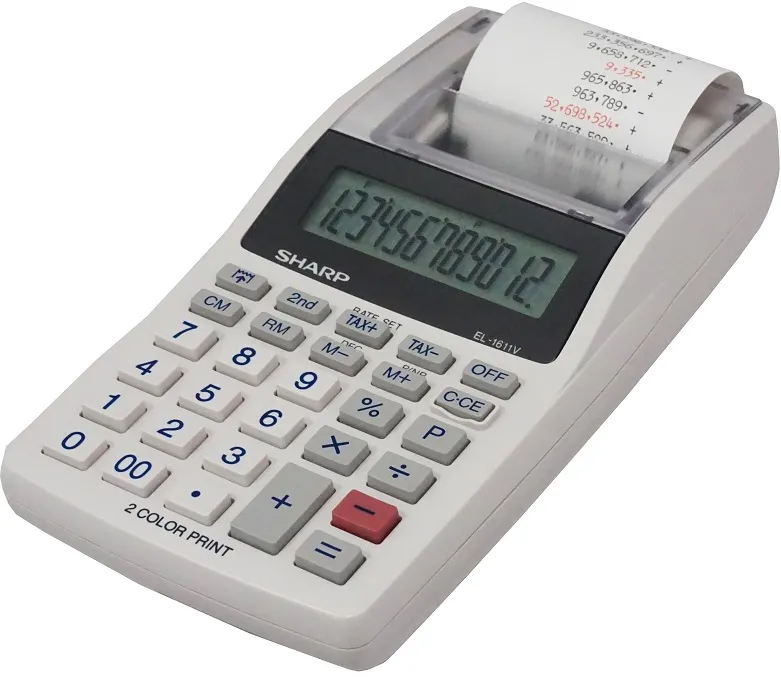 Calculator cu banda, 12 digits, SHARP EL-1611V - alb