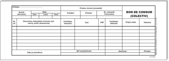 Formulare tipizate Bon consum autocopiativ, format A5, 50 set/carnet