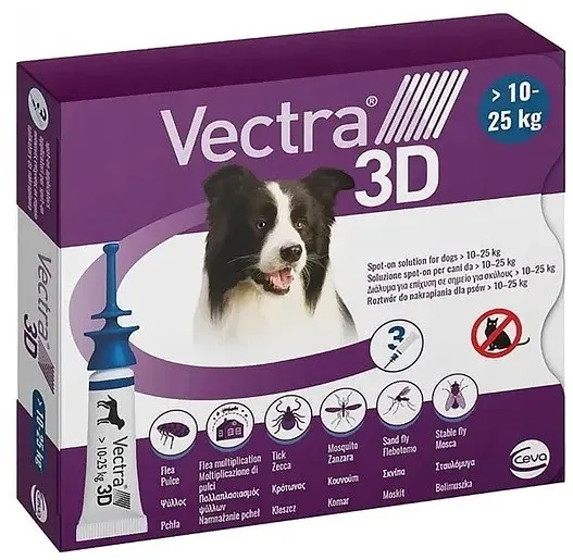 CEVA Vectra 3D (10-25kg) - anti-parasite drops for dogs - 3 x 2,5ml