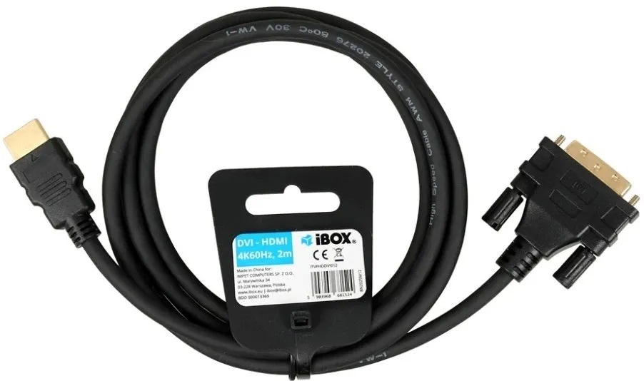 IBox ITVFHDDVI012 HDMI to DVI cable FullHD 1080p 2 m black
