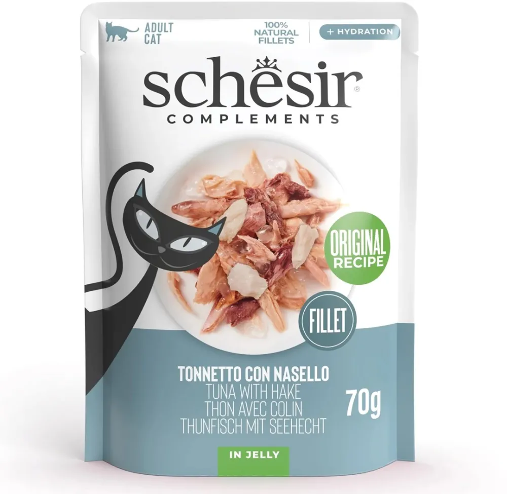 SCHESIR Tuna with hake in jelly - wet cat food - 70g