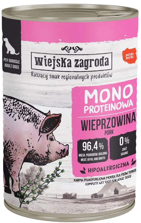 WIEJSKA ZAGRODA Mono-protein Pork - wet dog food - 400g