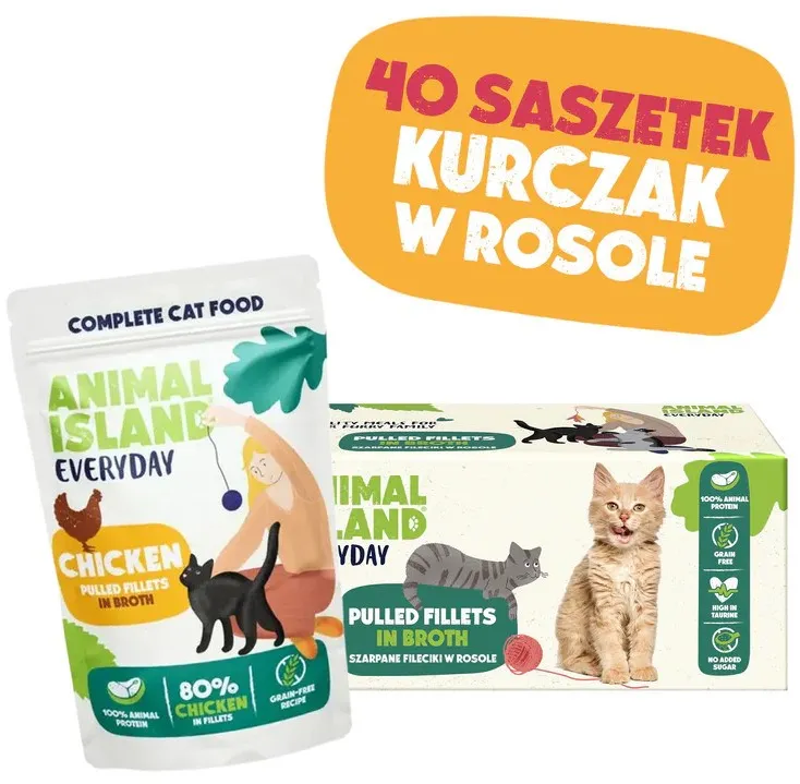 ANIMAL ISLAND Chicken in broth - wet cat food - 40x85g